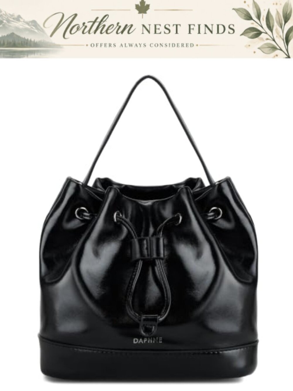Mini Bucket Bag Vegan Leather Drawstring Purse Top Handle Crossbody